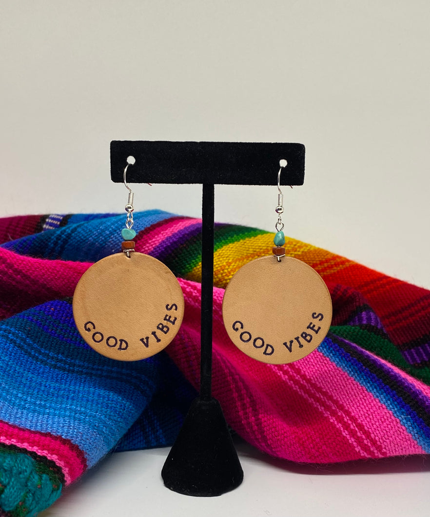Good vibes leather earrings
