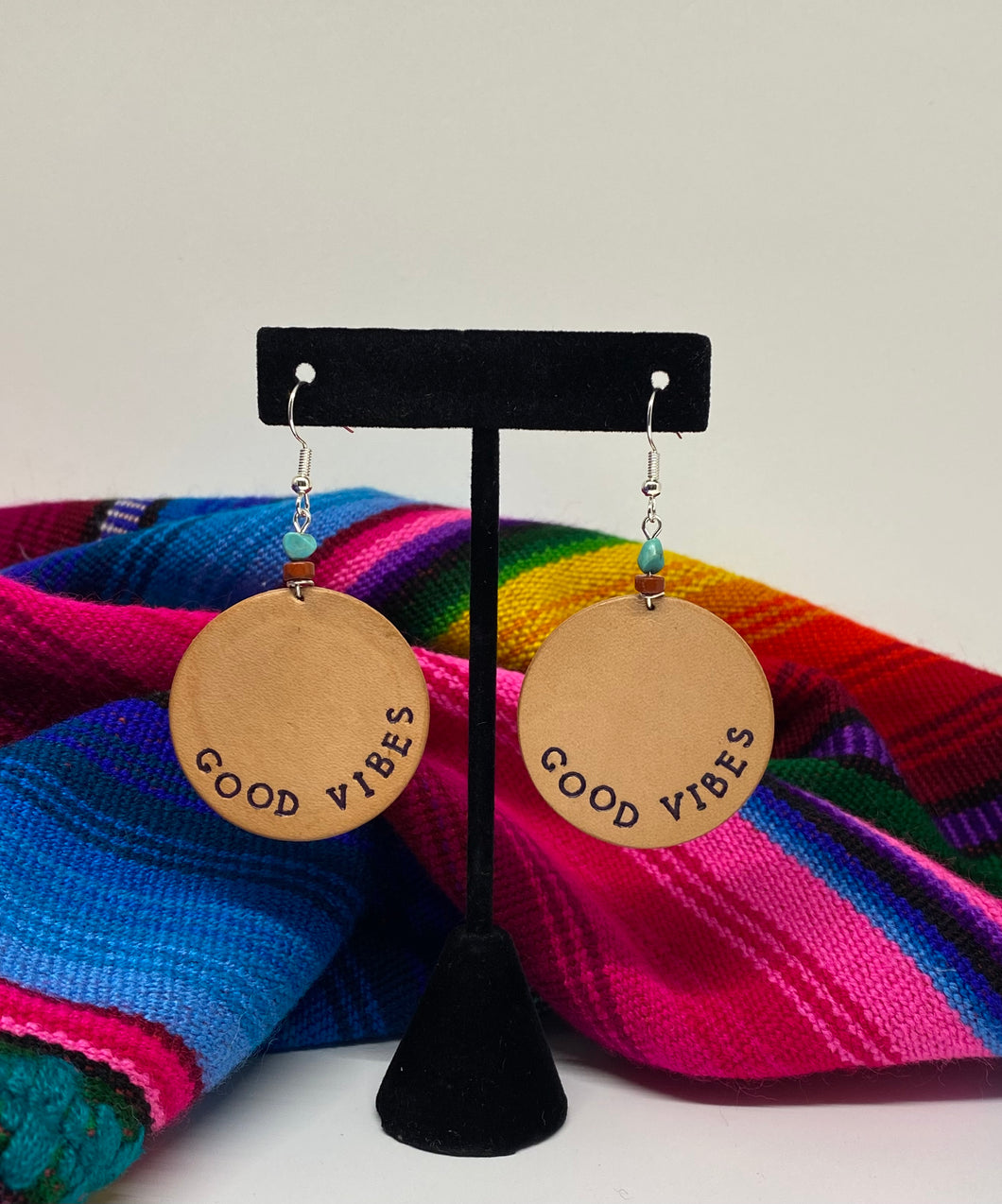Good vibes leather earrings