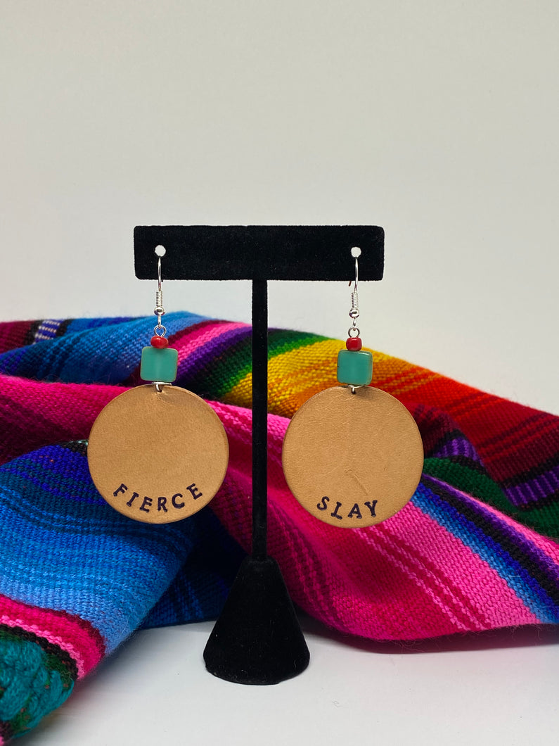 Leather earrings Slay/Fierce