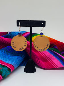 Just breathe leather earrings
