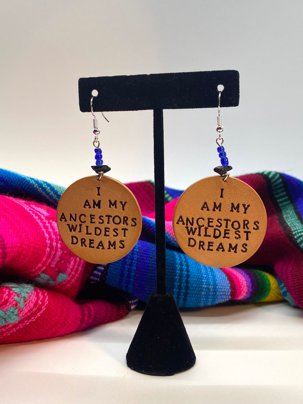 I am my ancestors wildest dreams (blue and black beads) earrings