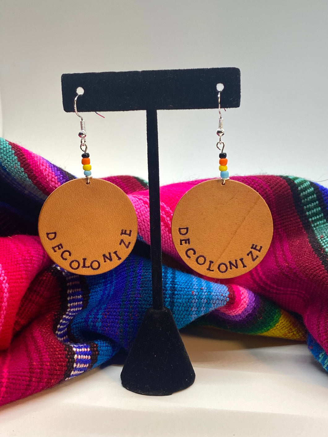 Decolonize leather earrings