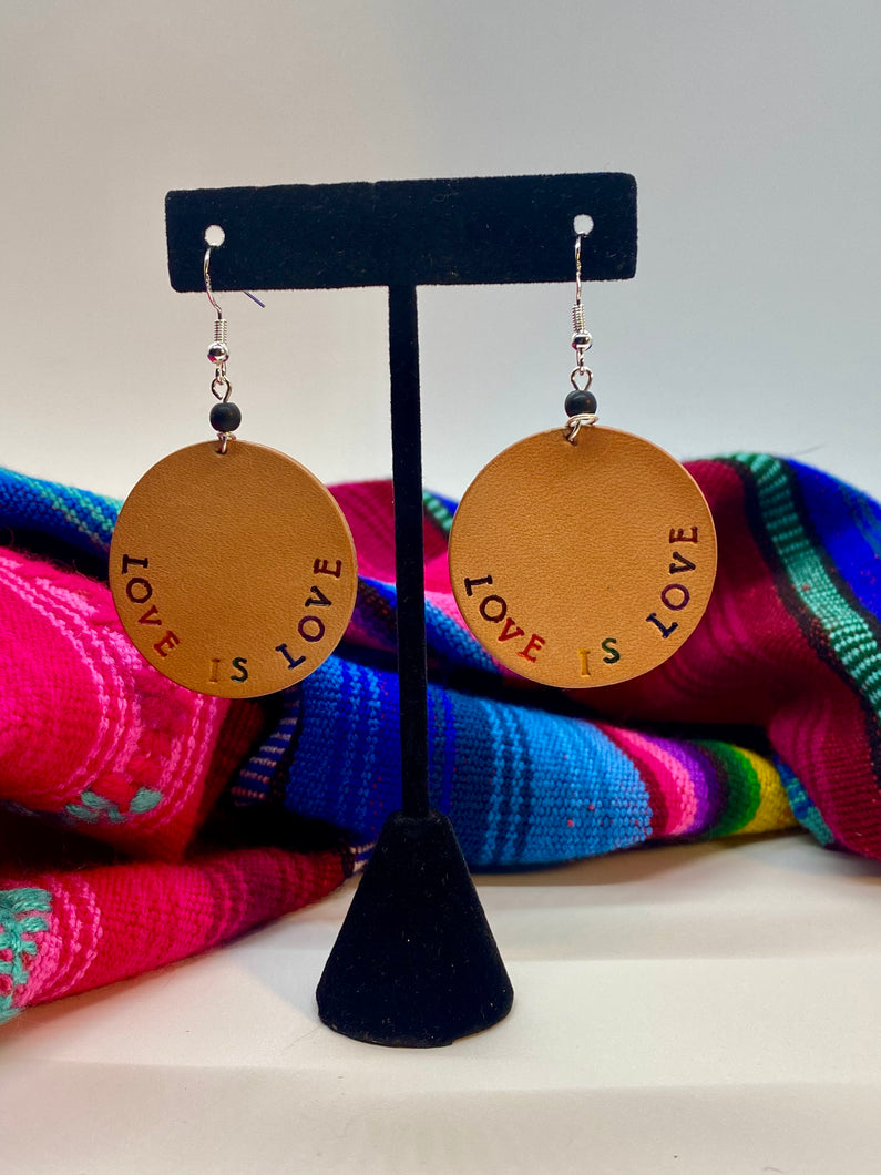 Love is love rainbow lettering earrings