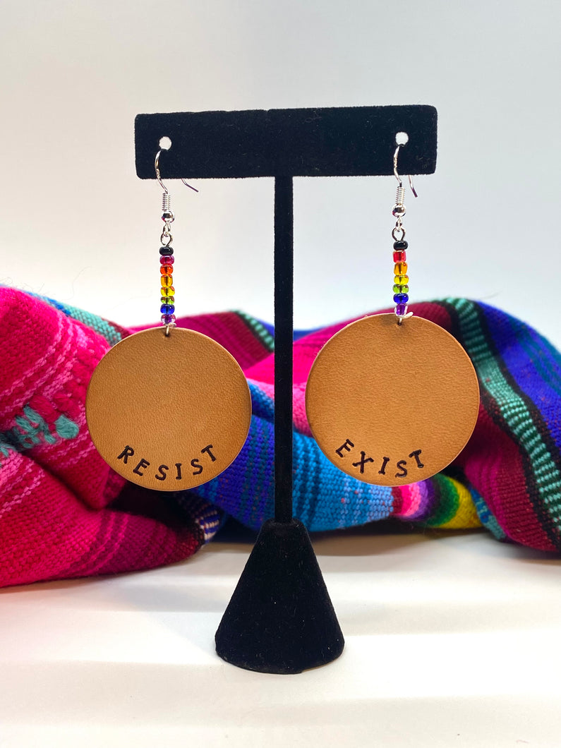 Resist (rainbow beads) earrings