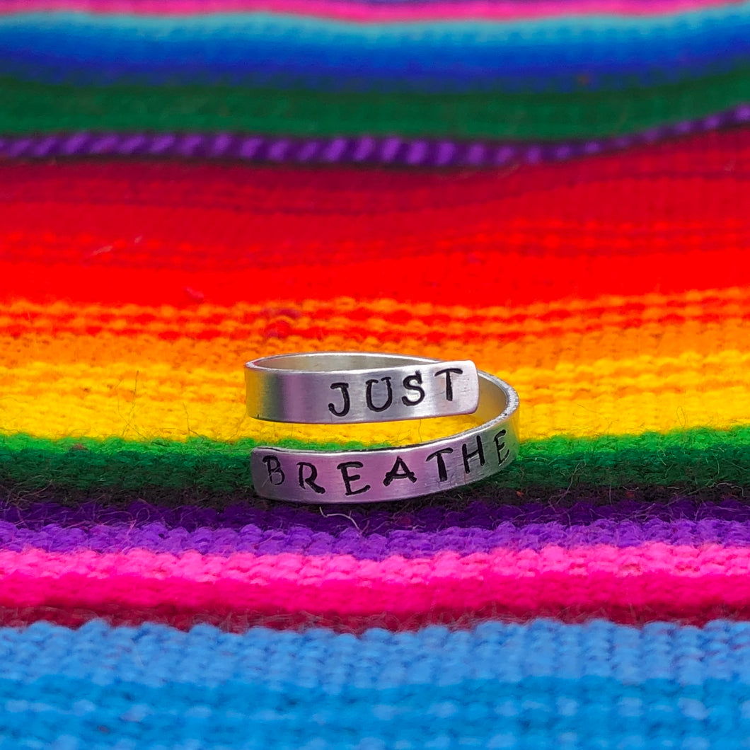 “Just breathe” wrap ring