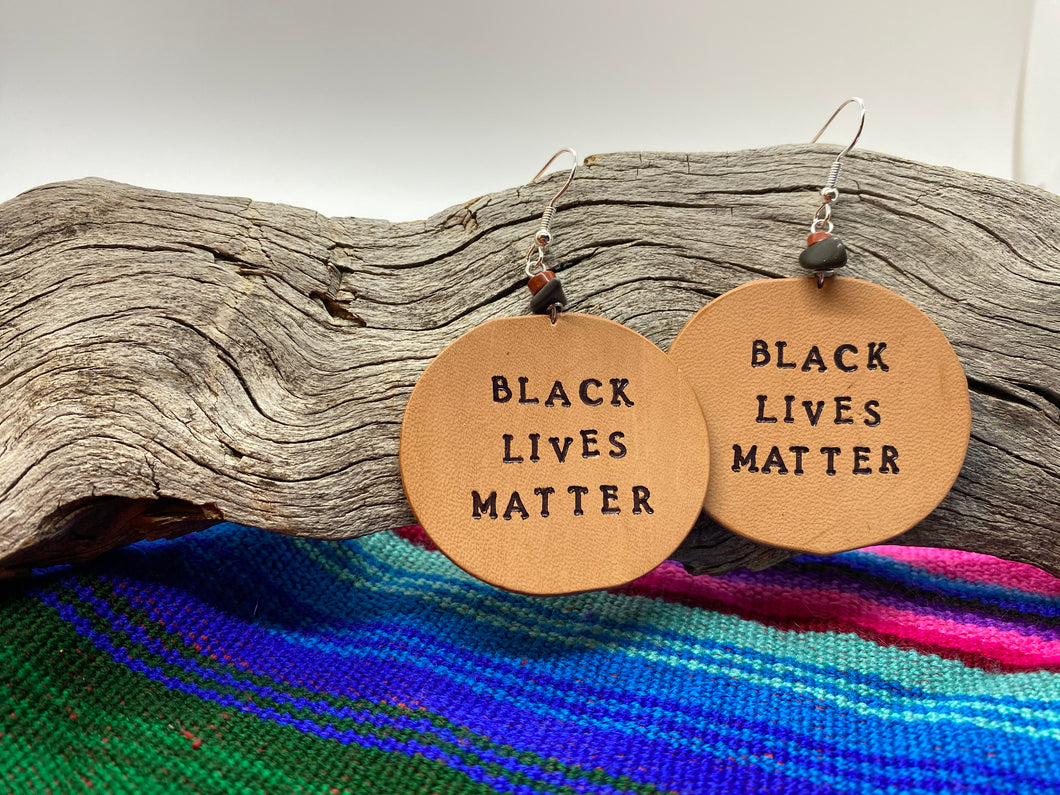 “Black Lives Matter” round leather earrings (proceeds donation)