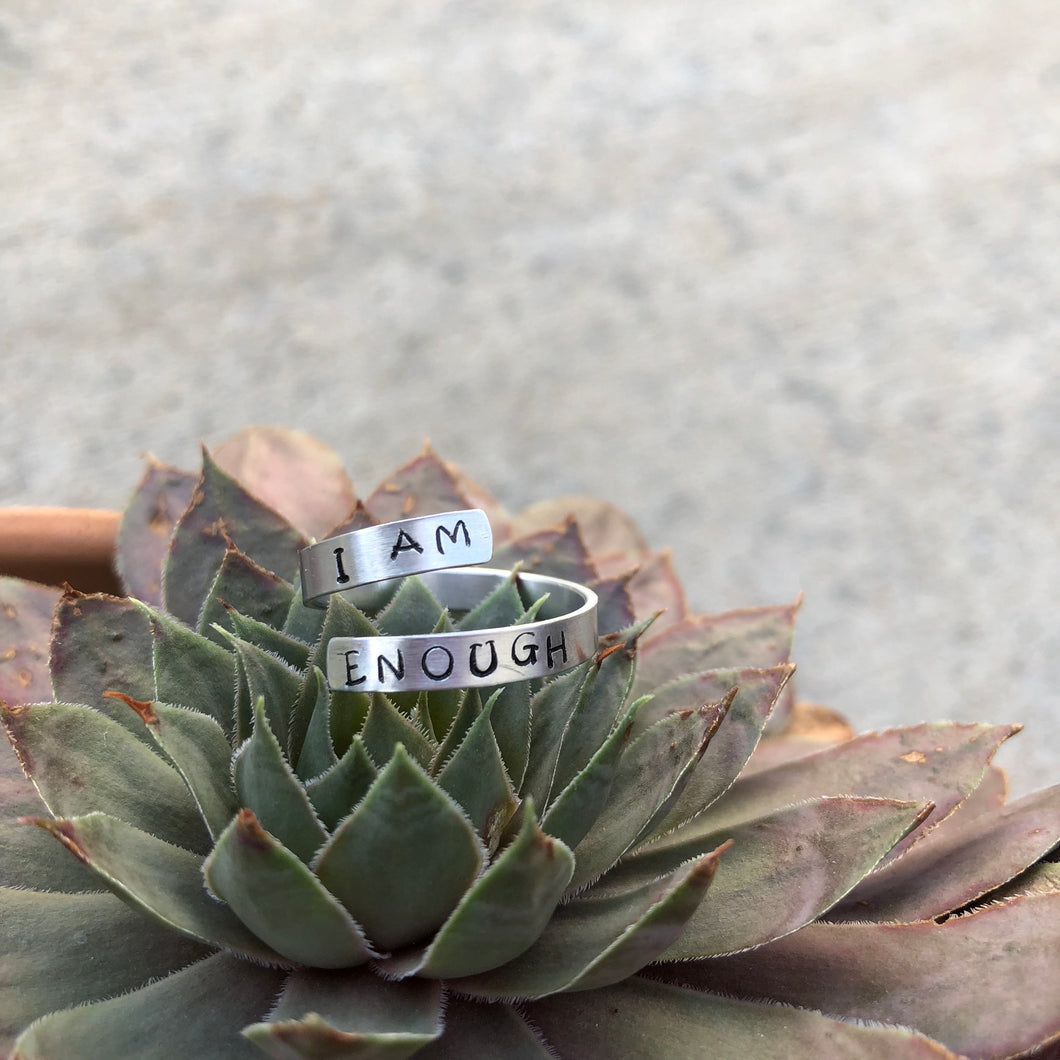 “I am enough” wrap ring