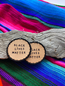Beaded “Black Lives Matter” leather round earrings (proceed donation)