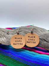 Load image into Gallery viewer, “Black Lives Matter” round leather earrings (proceeds donation)